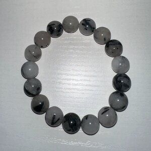 Black Rutilated Quartz Beaded Bracelet